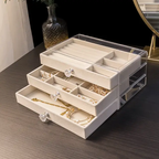 3 layer jewelry box with mirror and elegant finish