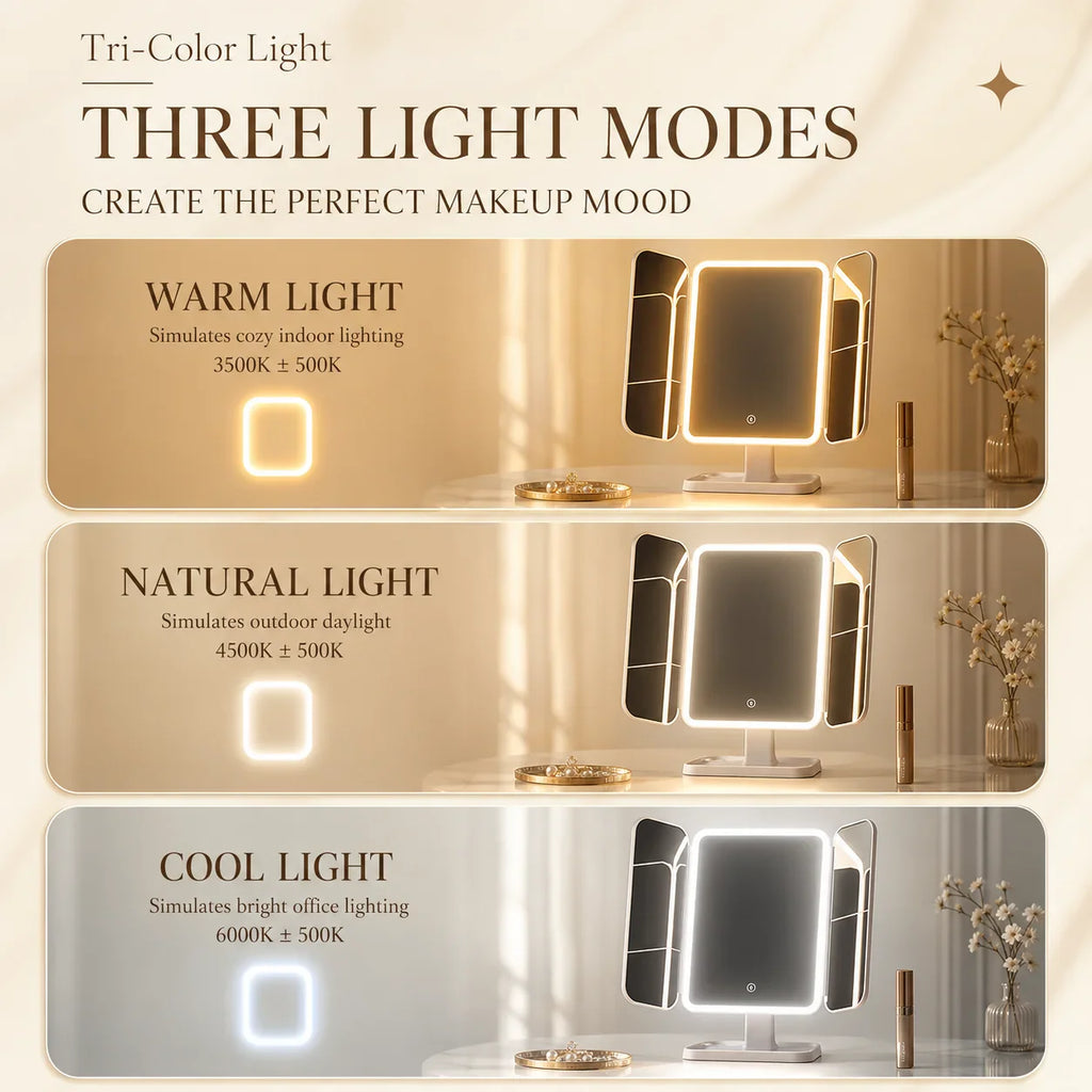 AuraGlow™ LED Makeup Mirror & Organiser | Bad Lighting Is Ruining Your Makeup — This Fixes It