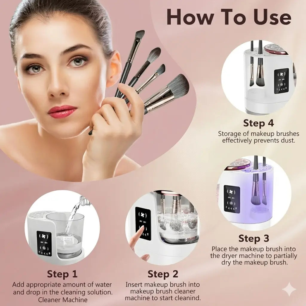 LuminaWash™ Electric Brush Cleaner & Dryer | Salon-Clean Brushes at Home in Under 30 Minutes