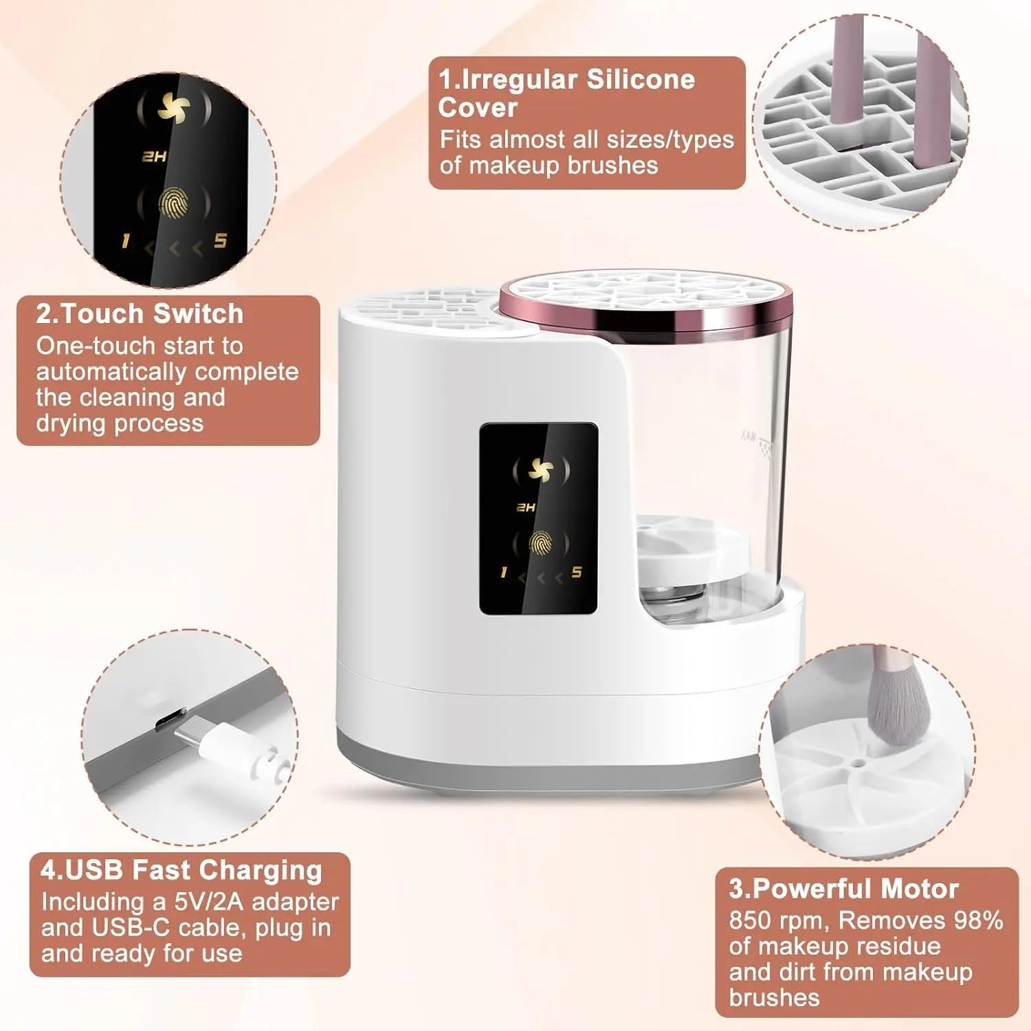 LuminaWash™ Electric Brush Cleaner & Dryer | Salon-Clean Brushes at Home in Under 30 Minutes